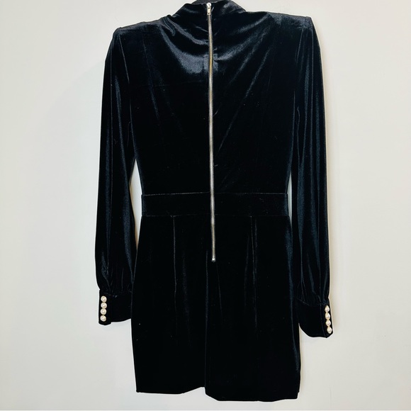 Fashion Nova Mini Dress Women’s L Black Velvet Cut Hollow Out Long Sleeve.C76 - Picture 5 of 11